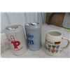 Image 2 : Stoneware and Glass German Mugs 