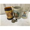 Image 5 : German Stoneware Steins and Mugs, a Few are Glass 