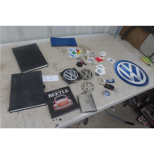 Volkswagen Items: Sign, Car Emblems, Book, Keychain