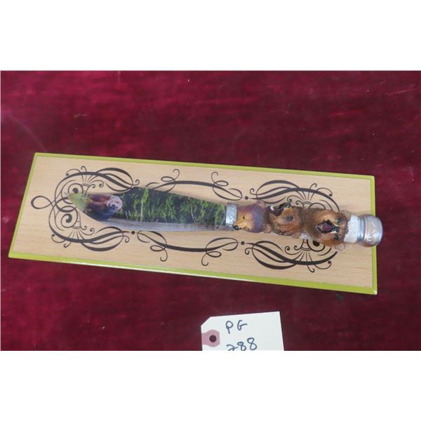 Knife with Bear Handle and Blade Design 11'' Long with Mount 