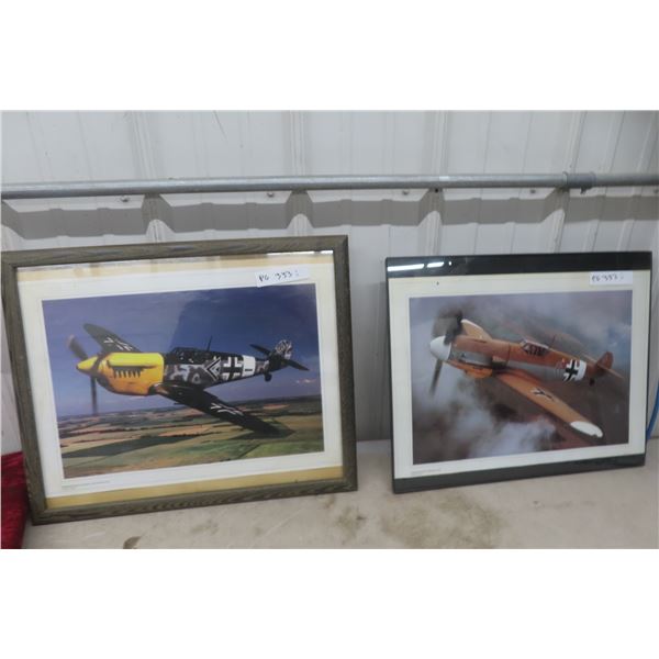 2 Framed WW2 Fighter Plane Pictures 16'' x 22'' 