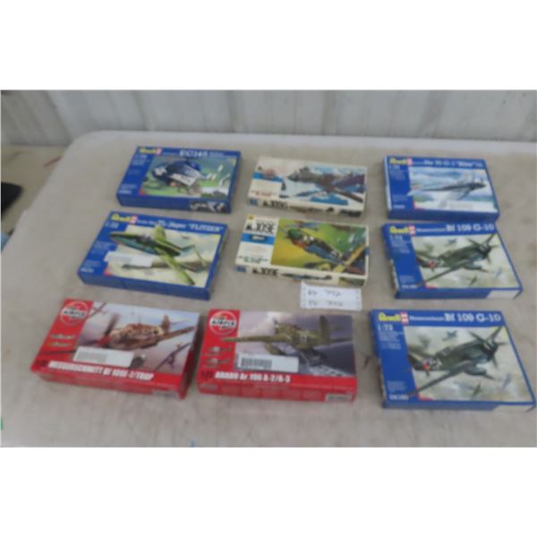9 Fighter Plane Models : Revell, Air Fix, 1:72 Scale 