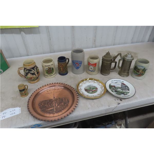 German Steins and Mugs, Souvenir Plates 