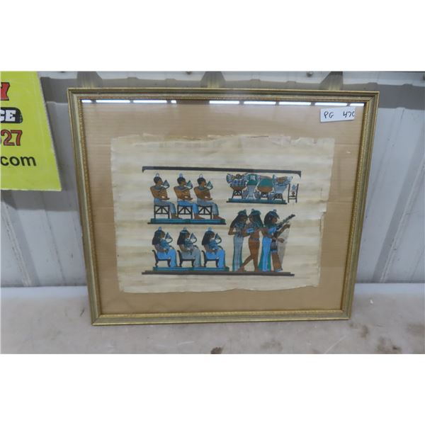 Egyptian Papyrus Art Work 19'' x 22'' Believe Hand Painted 