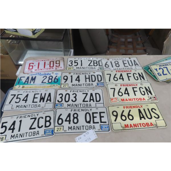 12 Manitoba License Plates Includes 1976 Snowmobile 