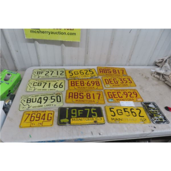 13 Manitoba License Plates 