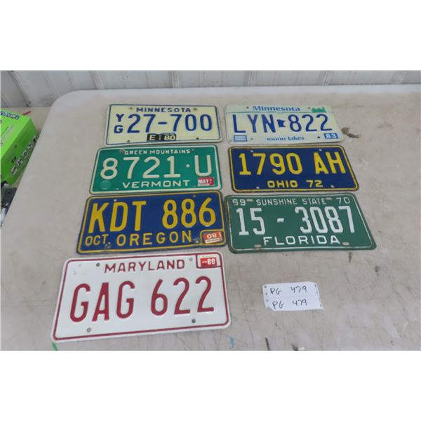 7 USA License Plates 