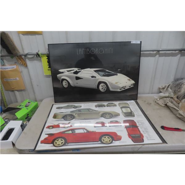 2 Pictures : Lamborghini and Porsche , Both 24'' x 36'' 
