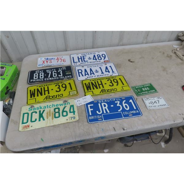 8 Various Provincial License Plates - PEI, Saskatchewan, Alberta, 