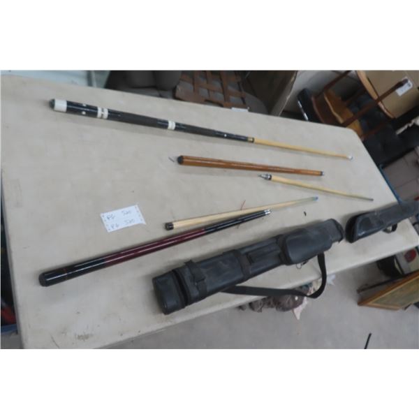 3 Quality Pool Cues 2pce with 2 Cases , German Pool Table Cover 