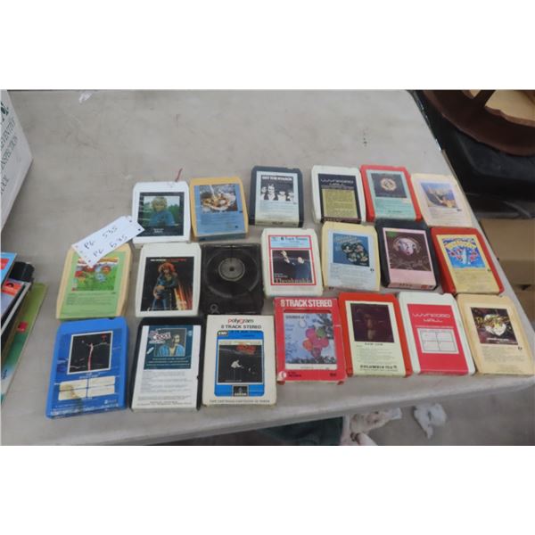 (20) 8 Track Music Tapes, Rock, Disco, Soft Listening