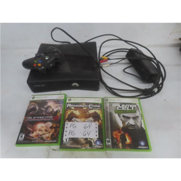 Xbox 360 w/ Controller and 3 Games, Untested