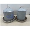Image 1 : 2 Galvanized Brower and Oakes No. 505 Chicken Feeders