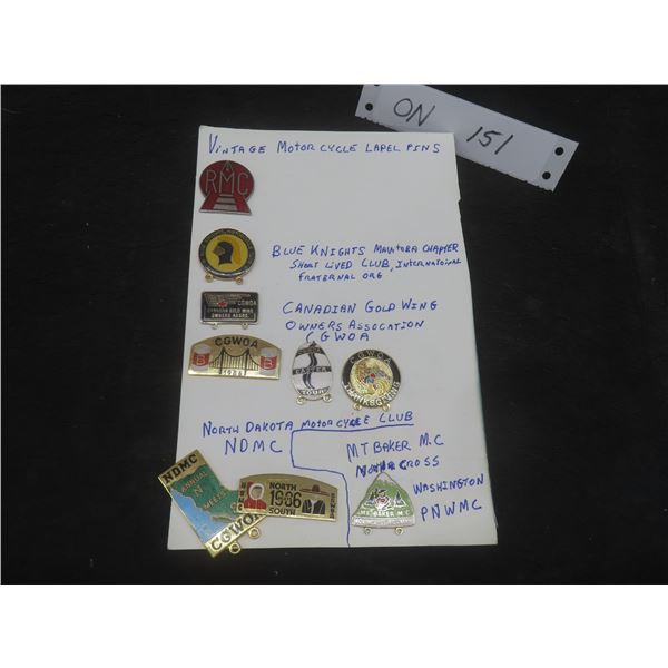 9 Vintage Motorcycle Lapel Pins