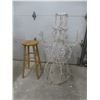 Image 1 : 49" Light-Up Snowman and 29" Wood Stool