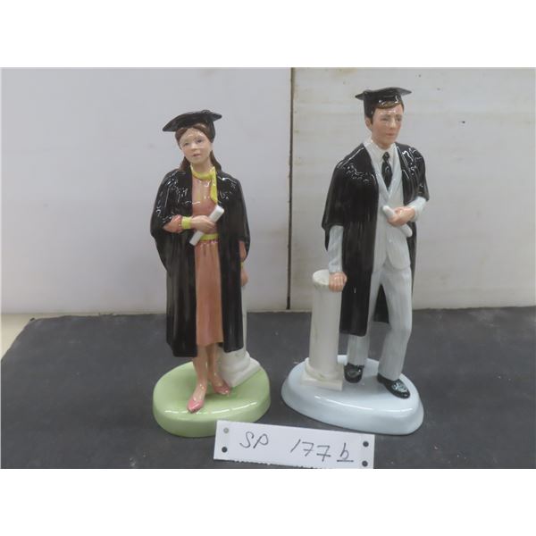 Royal Doulton "The Graduate" 1983, 9" Tall and Boy/Girl/Boy Figure, 9-1/2" Tall