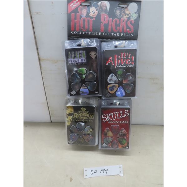 24 Pkgs New Alien and Skull Guitar Picks w/ Store Display Rack