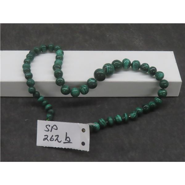 Green Malachite Beaded Necklace, 17" Long