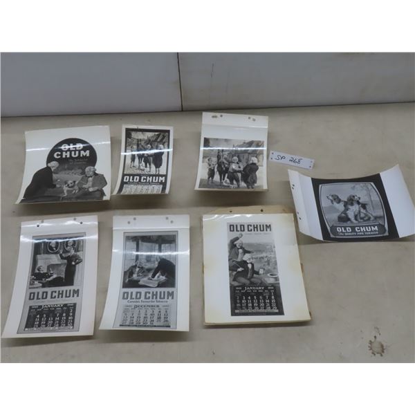 7 Original Old Chum Tobacco Calendar Templates, 11x7"