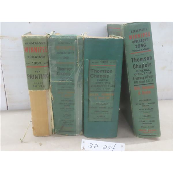 4 Henderson's Winnipeg Directories – 1938, 1950, 1951, and 1956