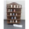 Image 1 : Wood Thimble Stand, 10x7-1/2x2" Deep, w/ 16 Thimbles