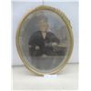 Image 1 : Antique Oval Frame w/ Black and White Picture, 20-1/2" x 16"