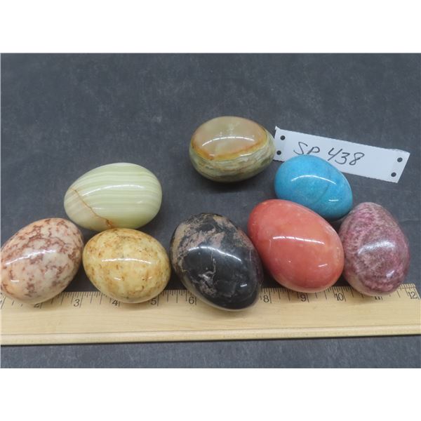 8 Polished Egg-Shaped Palm Healing Stones