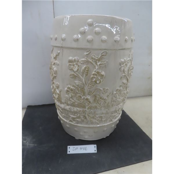 Vintage White Chinese Garden Stool, 18" Tall