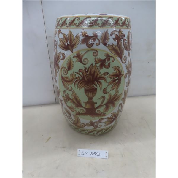 Vintage Porcelain Garden Stool, 18" Tall