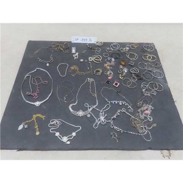 Vintage Fashion Earrings, Chains, Brooches, and Rhinestones