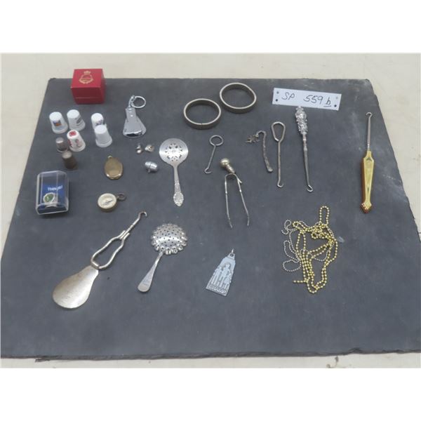 Thimbles, Compass, Lockets, Tongs, Button Hooks, and More