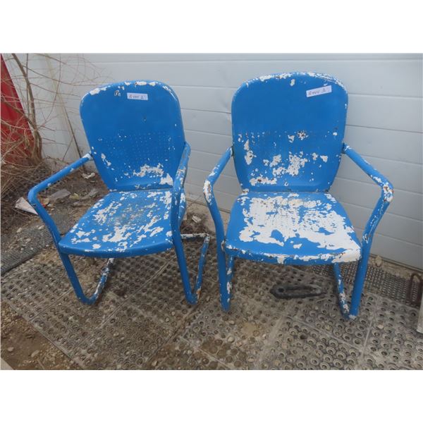 2 Vintage Weathered Metal Motel/Lawn Chairs, 1950s–1960s