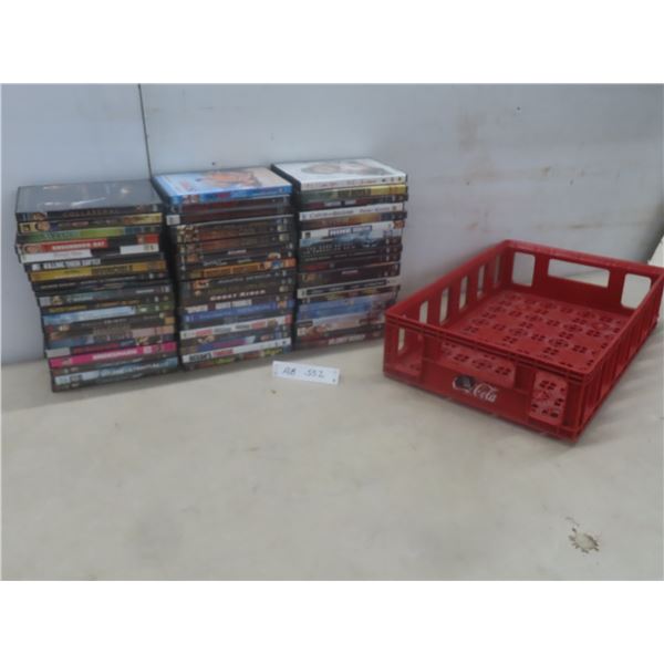 60 DVDs in Coca-Cola Plastic Crate – Oceans Twelve, Groundhog Day, DaVinci Code and More