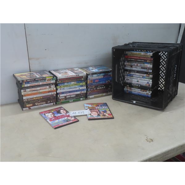 55+ DVDs and Milk Crate