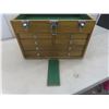 Image 3 : Oak Multi-Drawer Cabinet w/ Key, 13" x 18" x 11"