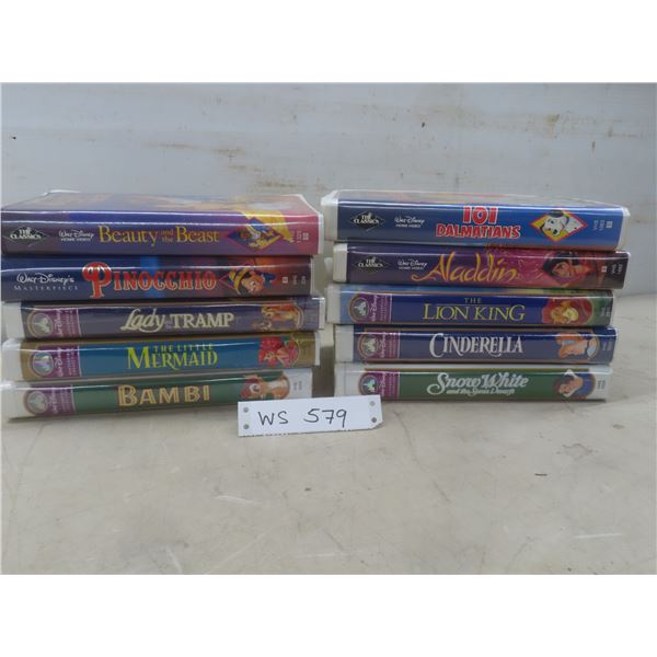 10 Walt Disney VHS Tapes, 3 Factory Sealed