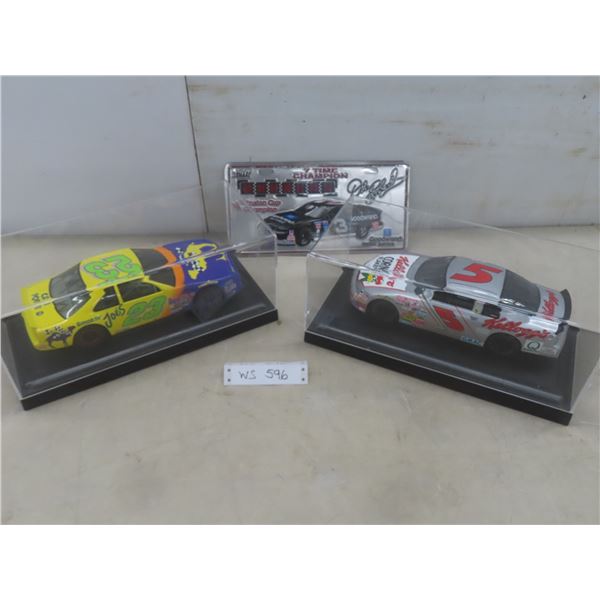 2 Nascar Die Cast – #5 Monte Carlo and #23 Thunderbird, 1/18 Scale, and Dale Earnhardt License Plate