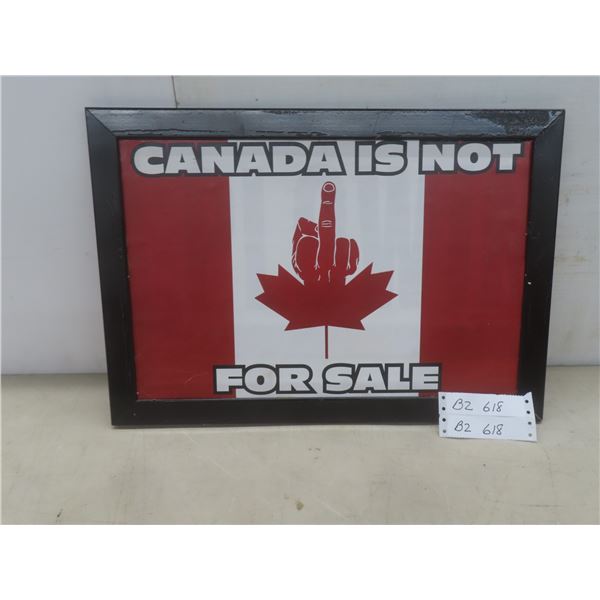 Wood Framed Sign "Canada Is Not for Sale," 14x20"