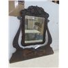 Image 1 : Antique Wood Framed Bevelled Mirror for Dresser, 38" x 36"