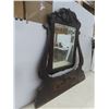 Image 4 : Antique Wood Framed Bevelled Mirror for Dresser, 38" x 36"