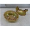 Image 7 : Vintage Coffee Grinder and Carnival Gold Glass Nesting Hen Dish