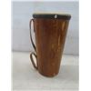 Image 9 : Vintage Medalta Vase, 10" Tall, and 10x6" Wooden Bongo Drum