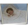Image 2 : 2 Vintage Raised Relief Framed Pictures w/ Baby Doll in Fabric and Human Hair, 11x13"