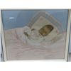 Image 4 : 2 Vintage Raised Relief Framed Pictures w/ Baby Doll in Fabric and Human Hair, 11x13"