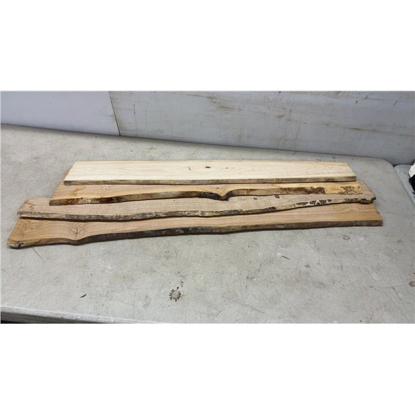 4 Pieces Oak Live Edge, Largest 43" x 6"