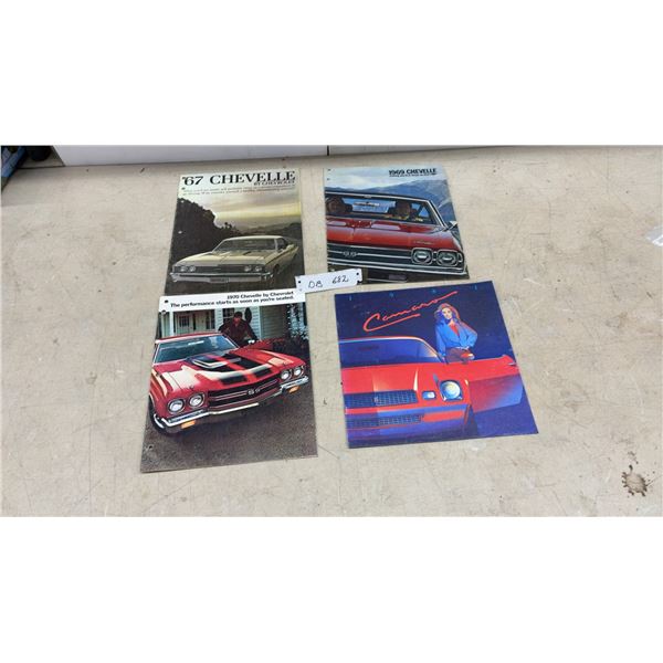4 Chevy Auto Brochures – '67, '69, '70 Chevelle, 1960s and 1981 Camaro