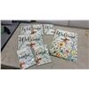 Image 2 : New 8 Spring Garden Flags 12x18", Candle Holder, Yoga Ball, 4 Lace/Embroidered Doilies 16x12"