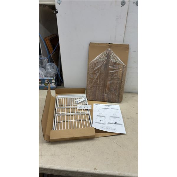 New Kitchen Metal Cabinet/Counter Shelf Organizer and Acacia Wood Cutting Board