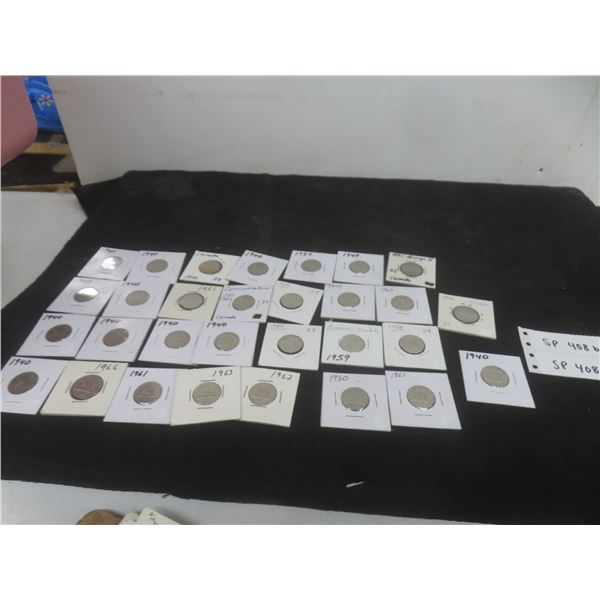 30 Canada Beaver Nickels, 1940s–1960s