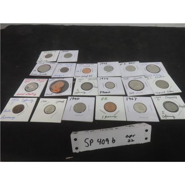 20 Vintage Canada and Germany Coins and Others